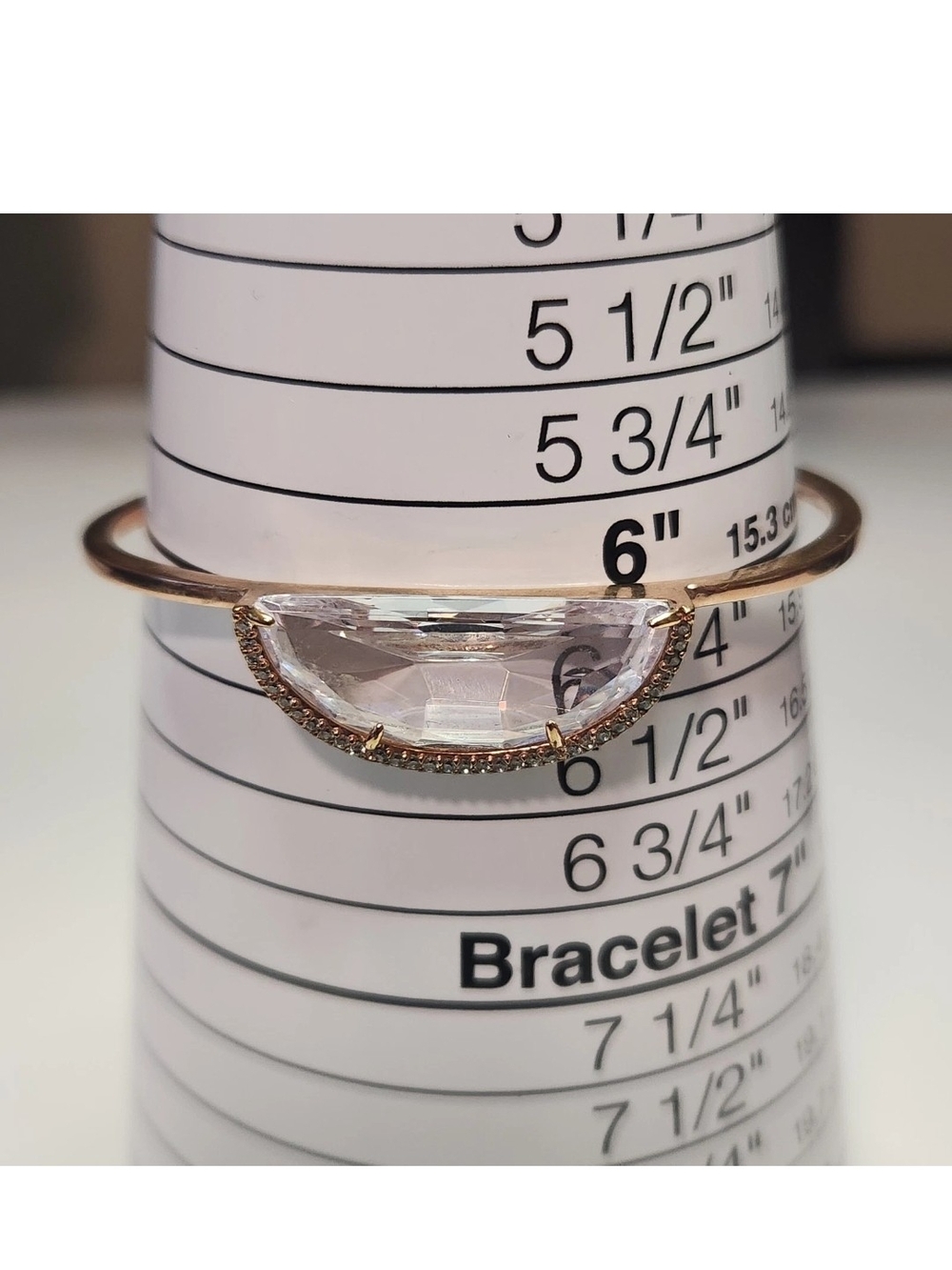 Henri Bendel Half Moon Duo Crystal Rose Gold Skinny Cuff Bracelet View 4